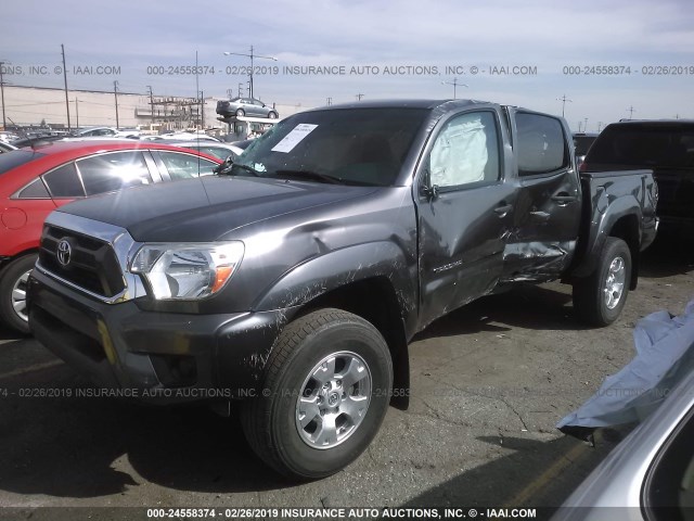 5TFJX4GN2FX047295 - 2015 TOYOTA TACOMA DOUBLE CAB PRERUNNER GRAY photo 2
