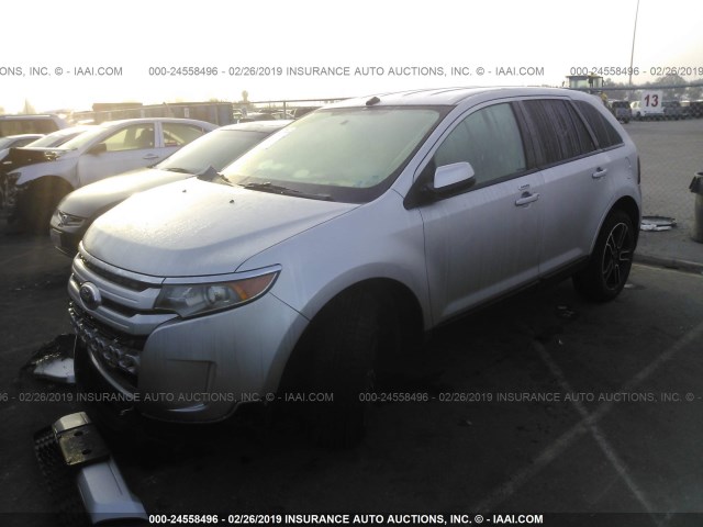 2FMDK3JC9EBB41169 - 2014 FORD EDGE SEL SILVER photo 2