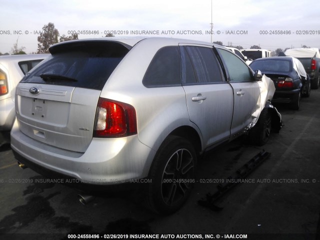 2FMDK3JC9EBB41169 - 2014 FORD EDGE SEL SILVER photo 4