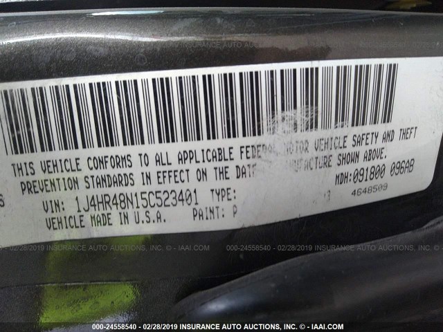 1J4HR48N15C523401 - 2005 JEEP GRAND CHEROKEE LAREDO/COLUMBIA/FREEDOM 黑色 照片 9