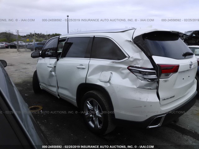 5TDYZRFH3JS259364 - 2018 TOYOTA HIGHLANDER LIMITED/LTD PLATINUM WHITE photo 3