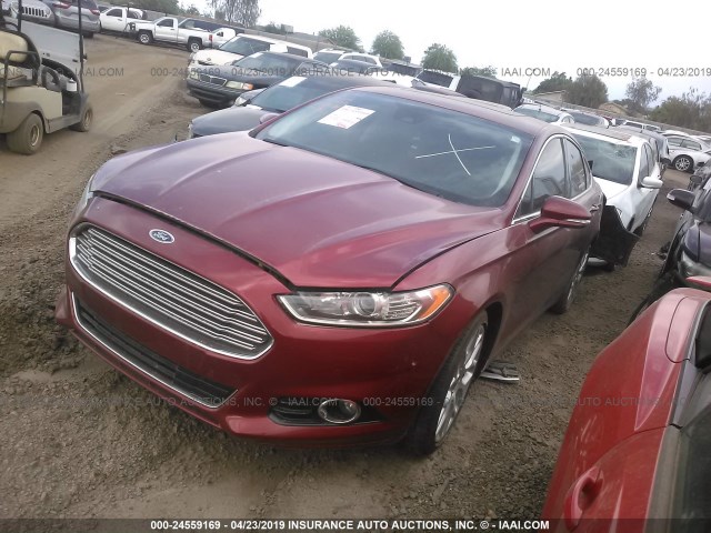 3FA6P0K94DR310262 - 2013 FORD FUSION TITANIUM RED photo 2