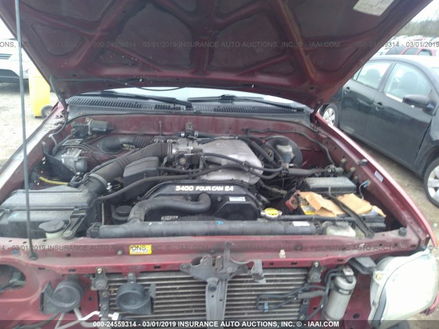 5TEGN92NX4Z435725 - 2004 TOYOTA TACOMA DOUBLE CAB PRERUNNER MAROON photo 10
