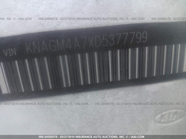 KNAGM4A7XD5377799 - 2013 KIA OPTIMA LX 白色 照片 9