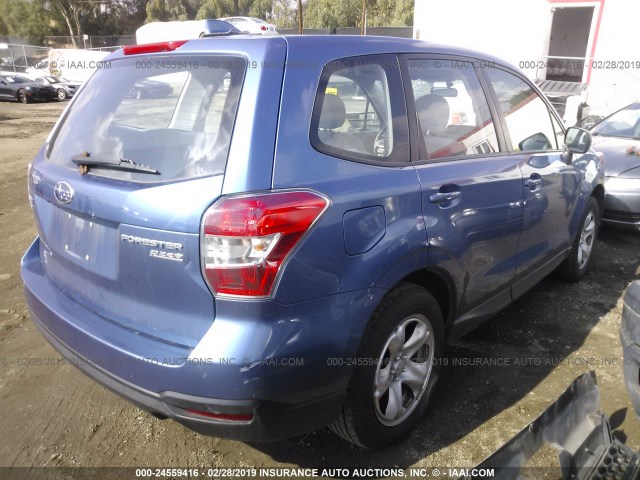 JF2SJAAC3GH424743 - 2016 SUBARU FORESTER 2.5I BLUE photo 4