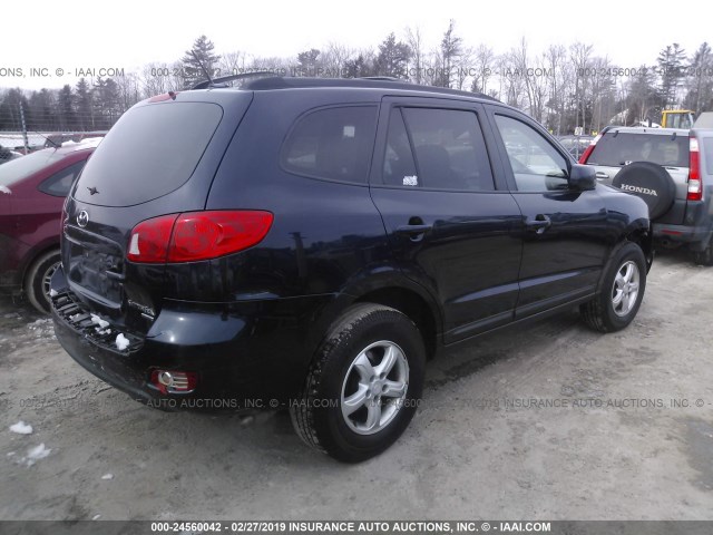 5NMSG73DX8H214677 - 2008 HYUNDAI SANTA FE GLS Dark Blue photo 4