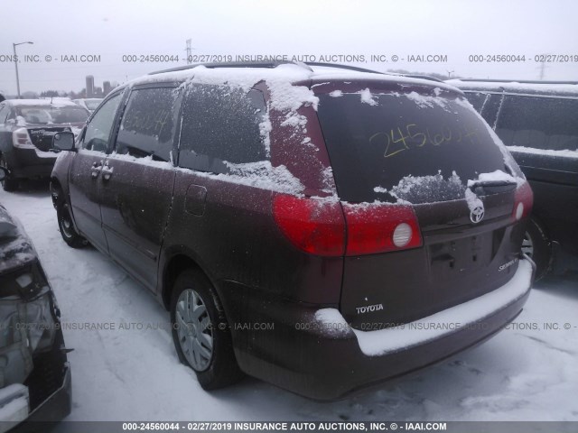 5TDZK23C37S014825 - 2007 TOYOTA SIENNA CE/LE RED photo 3