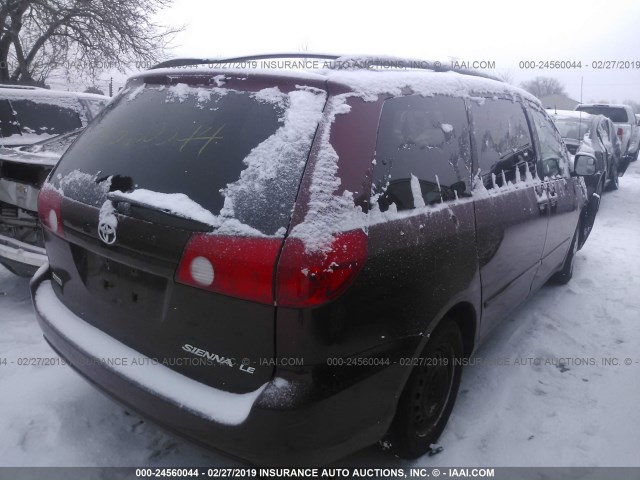 5TDZK23C37S014825 - 2007 TOYOTA SIENNA CE/LE RED photo 4