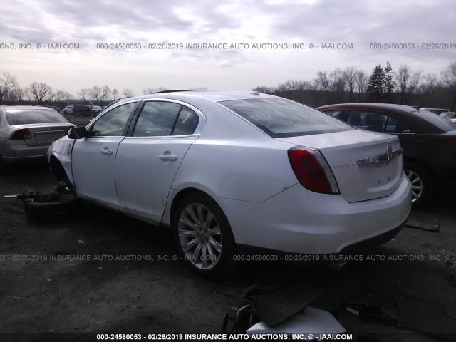 1LNHL9DR7BG612306 - 2011 LINCOLN MKS WHITE photo 3