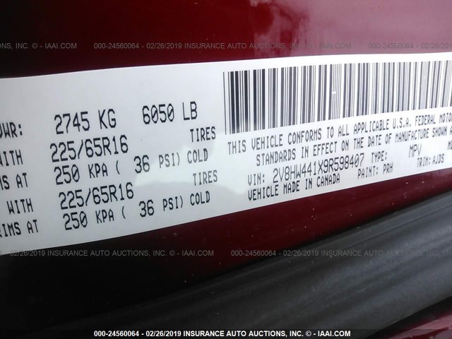 2V8HW441X9R598407 - 2009 VOLKSWAGEN ROUTAN S MAROON photo 9