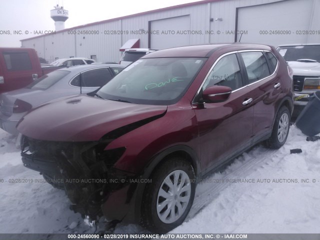 KNMAT2MV6FP577922 - 2015 NISSAN ROGUE S/SL/SV RED photo 2