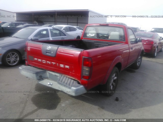 1N6DD21S21C400642 - 2001 NISSAN FRONTIER XE RED photo 4