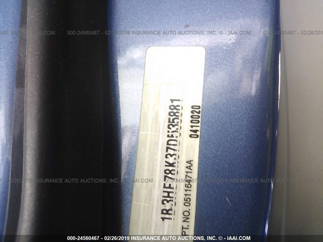 1B3HE78K37D535881 - 2007 DODGE CALIBER R/T BLUE photo 9