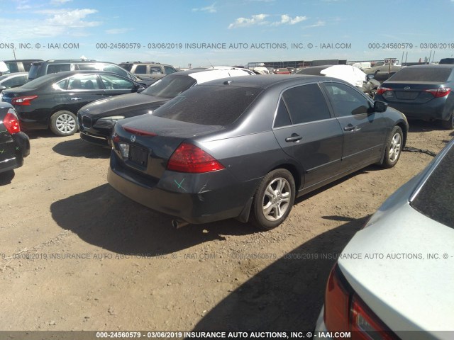 1HGCM56777A057241 - 2007 HONDA ACCORD EX GRAY photo 4