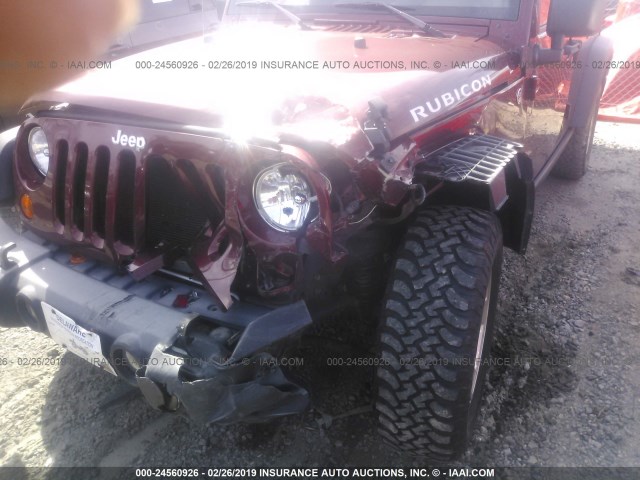 1J4GA69177L126546 - 2007 JEEP WRANGLER RUBICON MAROON photo 6