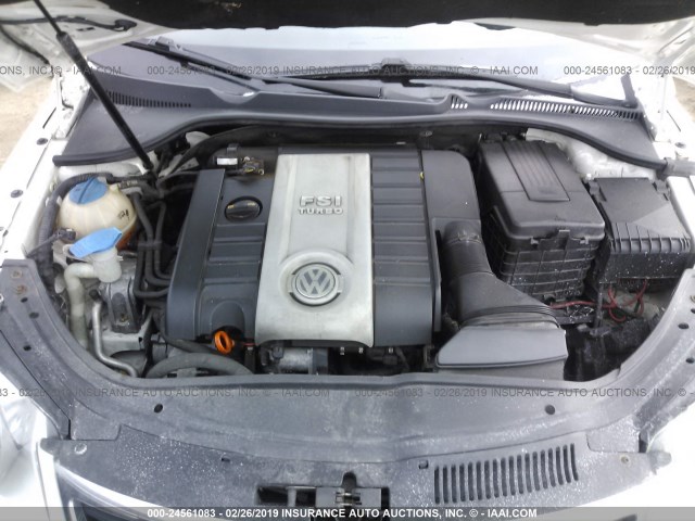 WVWBA71F68V000536 - 2008 VOLKSWAGEN EOS TURBO/KOMFORT WHITE photo 10