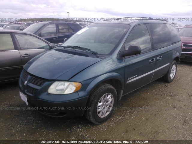 1B4GP45371B231386 - 2001 DODGE CARAVAN SPORT TEAL photo 2