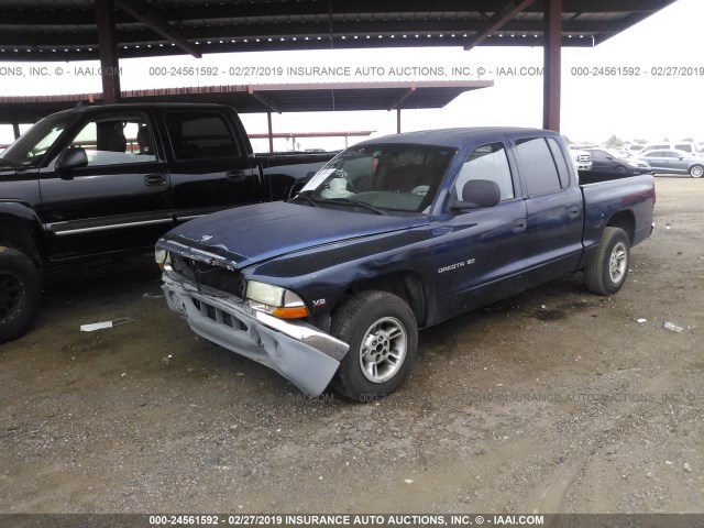 1B7GL2AN2YS769126 - 2000 DODGE DAKOTA QUAD BLUE photo 2