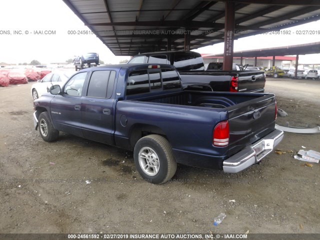 1B7GL2AN2YS769126 - 2000 DODGE DAKOTA QUAD BLUE photo 3