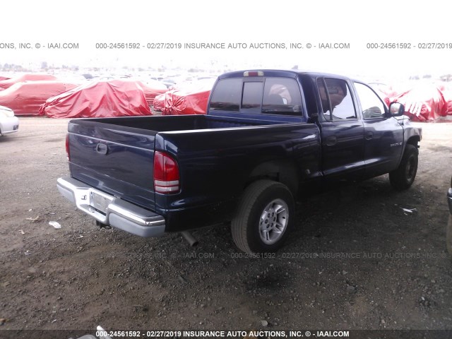 1B7GL2AN2YS769126 - 2000 DODGE DAKOTA QUAD BLUE photo 4