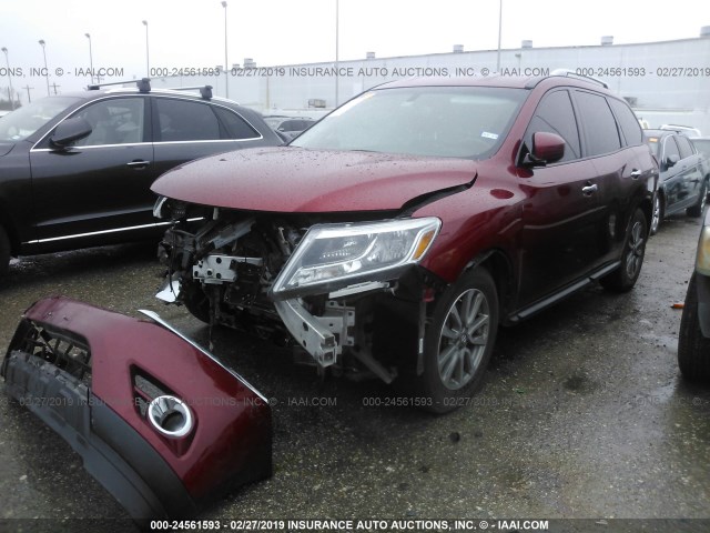 5N1AR2MN8GC600071 - 2016 NISSAN PATHFINDER S/SV/SL/PLATINUM RED photo 2