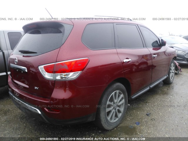 5N1AR2MN8GC600071 - 2016 NISSAN PATHFINDER S/SV/SL/PLATINUM RED photo 4