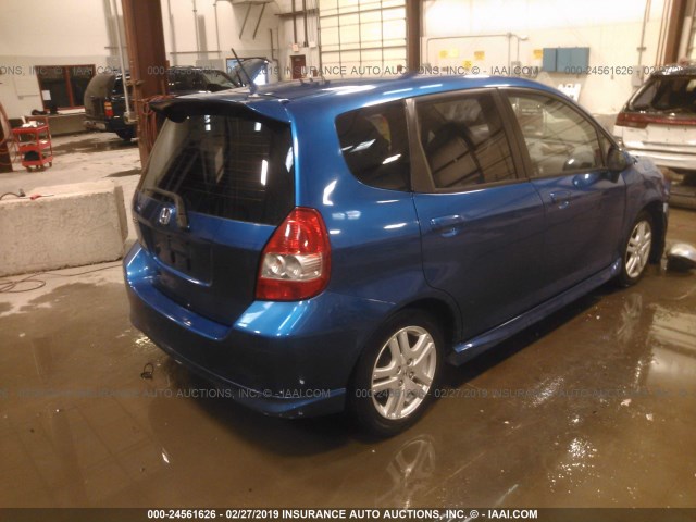 JHMGD38648S019176 - 2008 HONDA FIT SPORT BLUE photo 4