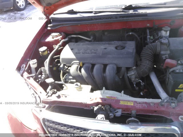 2T1BR30E35C365068 - 2005 TOYOTA COROLLA CE/LE/S RED photo 10