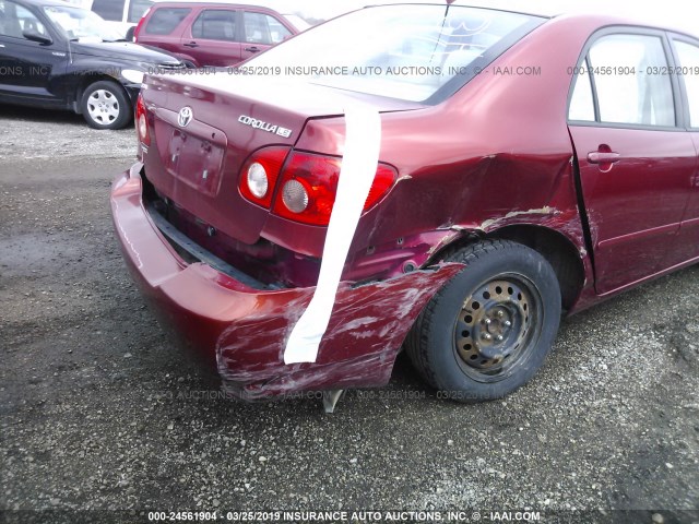 2T1BR30E35C365068 - 2005 TOYOTA COROLLA CE/LE/S RED photo 6