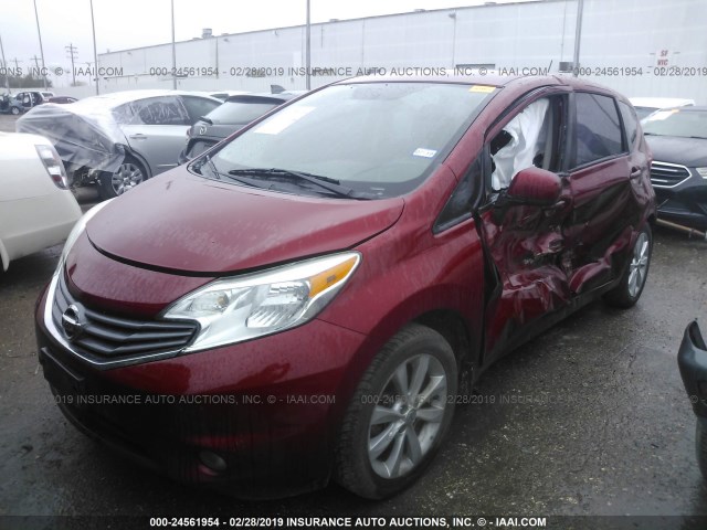 3N1CE2CP6EL405232 - 2014 NISSAN VERSA NOTE S/S PLUS/SV/SL RED photo 2