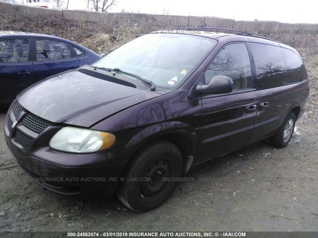 1D4GP44R03B324667 - 2003 DODGE GRAND CARAVAN SPORT MAROON photo 2