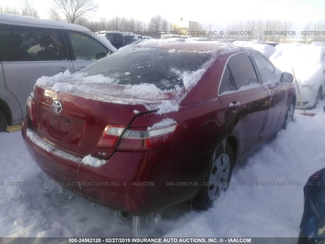 4T1BE46K27U130306 - 2007 TOYOTA CAMRY NEW GENERAT CE/LE/XLE/SE RED photo 4