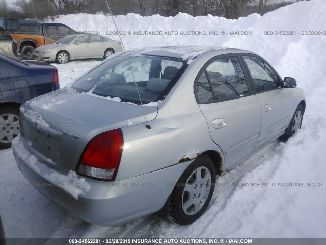 KMHDN45D02U377411 - 2002 HYUNDAI ELANTRA GLS/GT SILVER photo 4