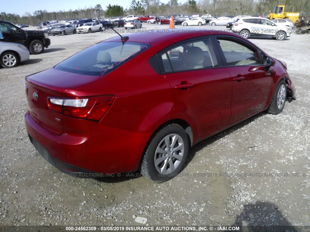 KNADM4A38F6478398 - 2015 KIA RIO LX RED photo 4