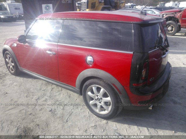 WMWMM33549TP91852 - 2009 MINI COOPER S CLUBMAN RED photo 3