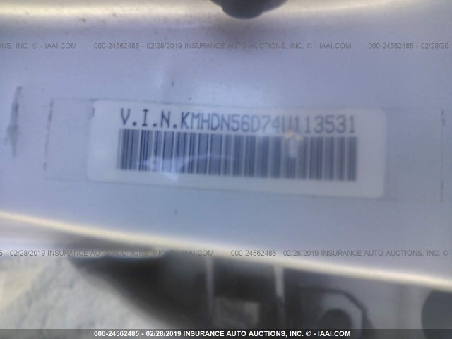 KMHDN56D74U113531 - 2004 HYUNDAI ELANTRA GLS/GT SILVER photo 9