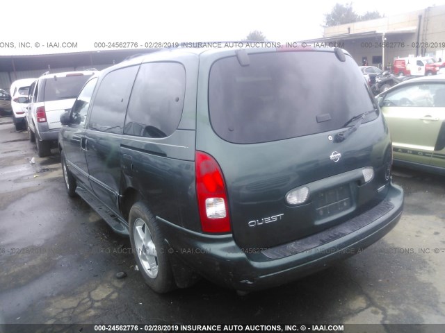 4N2ZN17T81D804617 - 2001 NISSAN QUEST GLE GREEN photo 3