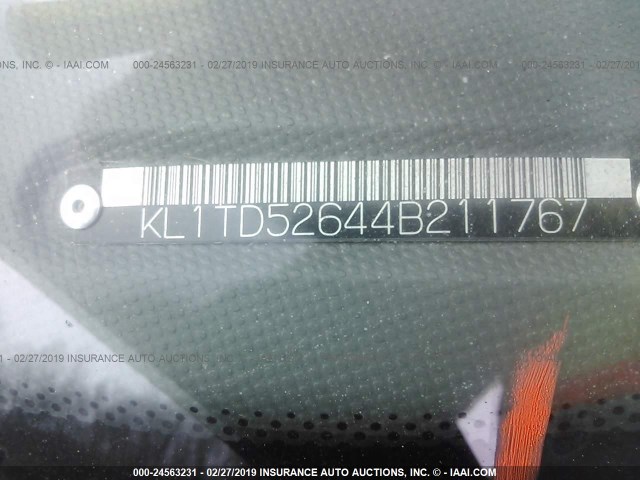 KL1TD52644B211767 - 2004 CHEVROLET AVEO BLACK photo 9