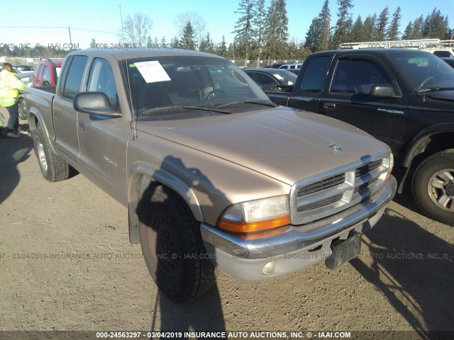 1B7HG48N22S539281 - 2002 DODGE DAKOTA QUAD SLT BROWN photo 1