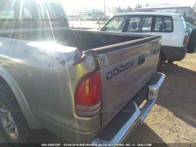 1B7HG48N22S539281 - 2002 DODGE DAKOTA QUAD SLT BROWN photo 6