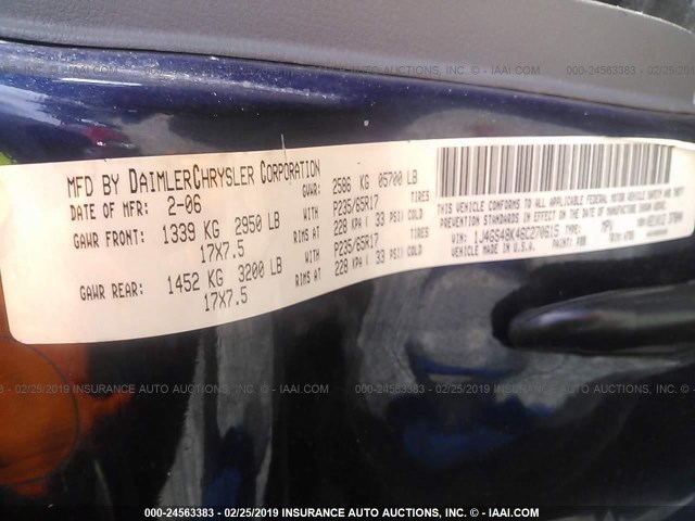 1J4GS48K46C270615 - 2006 JEEP GRAND CHEROKEE LAREDO/COLUMBIA/FREEDOM 深蓝色 照片 9