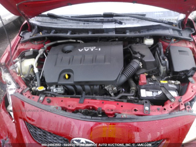 1NXBU4EE7AZ239916 - 2010 TOYOTA COROLLA S/LE/XLE RED photo 10