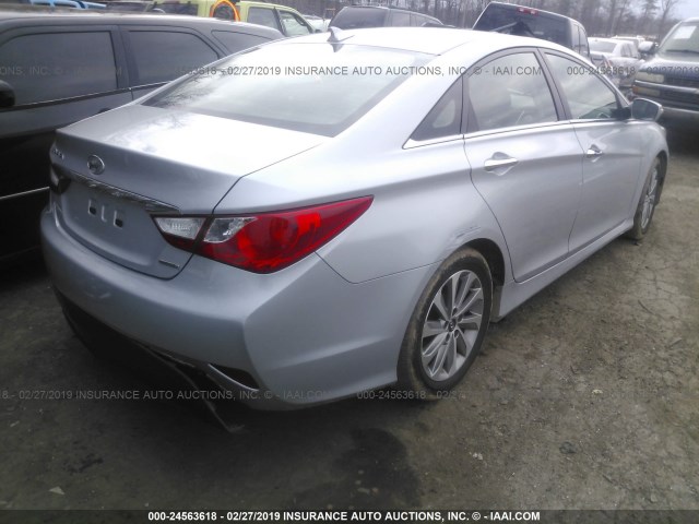 5NPEC4AC9EH923388 - 2014 HYUNDAI SONATA SE/LIMITED SILVER photo 4