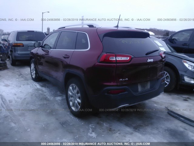 1C4PJMDB1GW337539 - 2016 JEEP CHEROKEE LIMITED RED photo 3