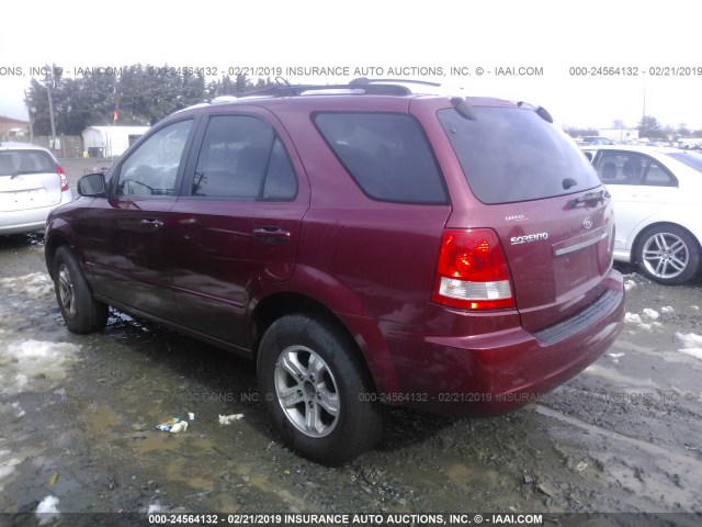 KNDJC733355354177 - 2005 KIA SORENTO EX/LX RED photo 3