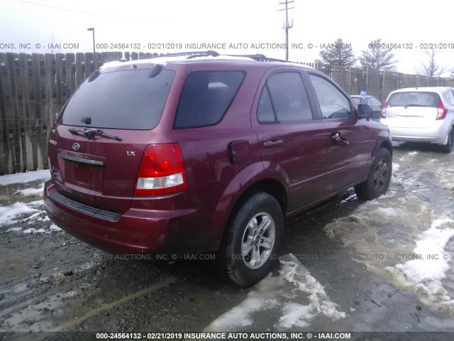 KNDJC733355354177 - 2005 KIA SORENTO EX/LX RED photo 4