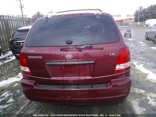 KNDJC733355354177 - 2005 KIA SORENTO EX/LX RED photo 6