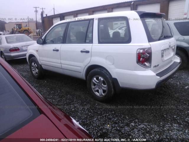 5FNYF28177B040453 - 2007 HONDA PILOT LX WHITE photo 3