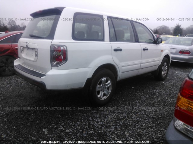 5FNYF28177B040453 - 2007 HONDA PILOT LX WHITE photo 4