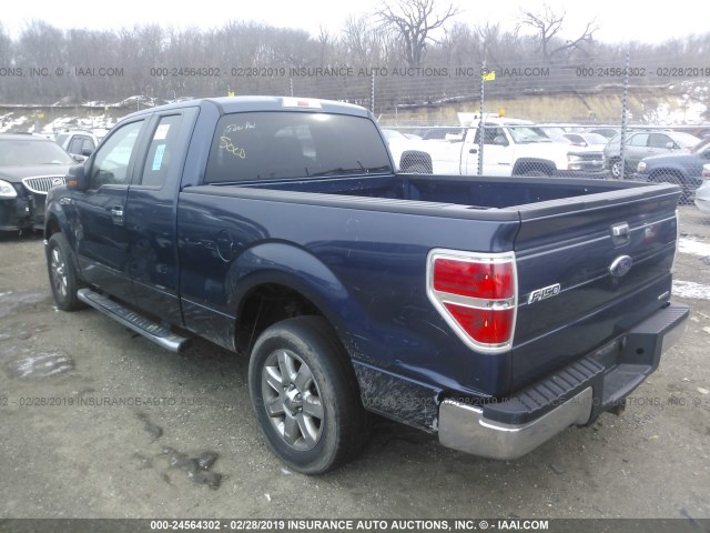 1FTFX1CF0DFA58821 - 2013 FORD F150 SUPER CAB BLUE photo 3